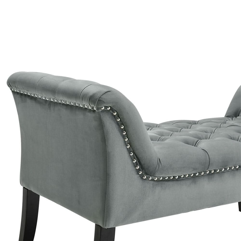 Tufted Velvet Buttoned Bench with Raised Arms