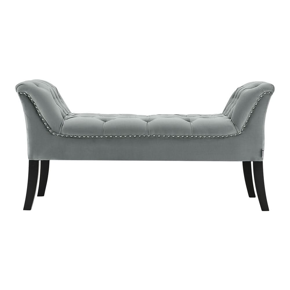 Tufted Velvet Buttoned Bench with Raised Arms