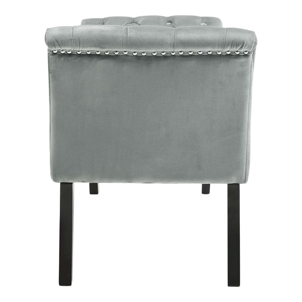 Tufted Velvet Buttoned Bench with Raised Arms