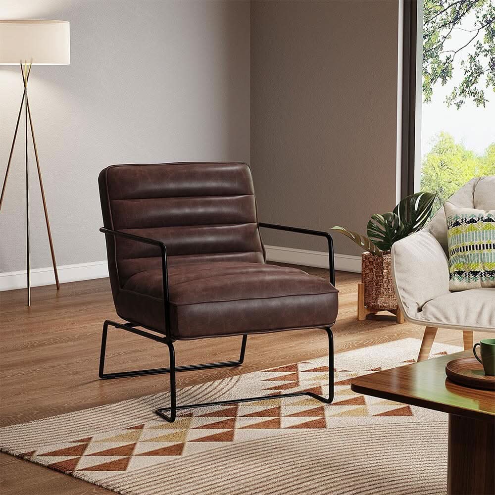Contemporary Metal Legs Tufted Leisure Armchair
