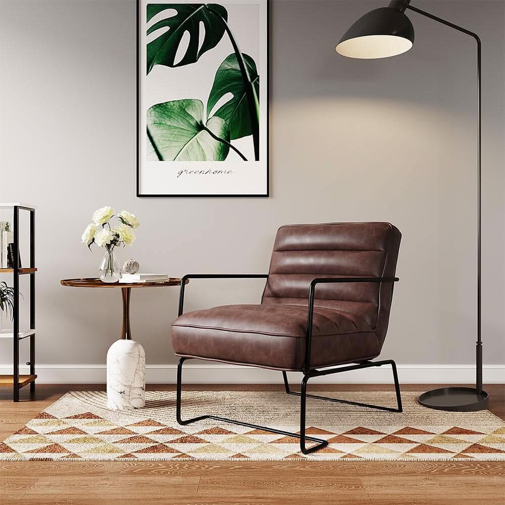 Contemporary Metal Legs Tufted Leisure Armchair