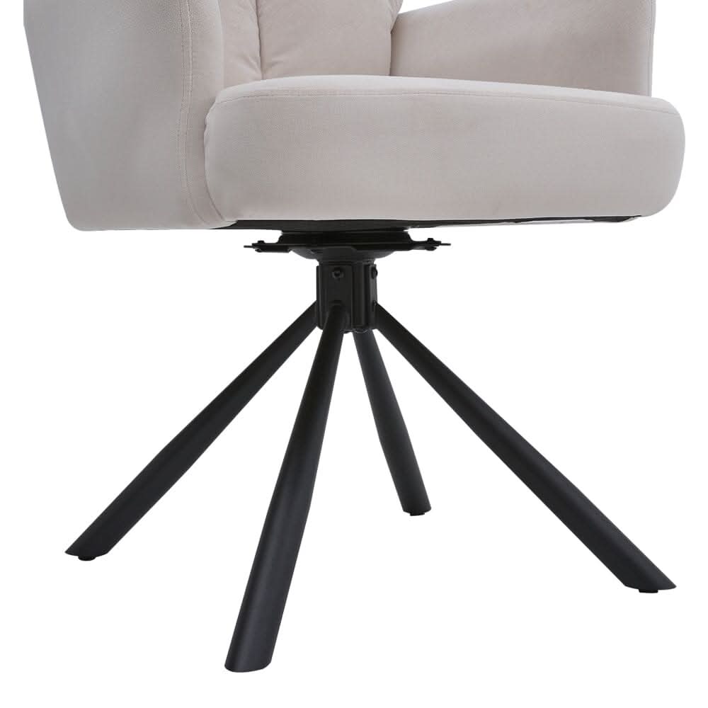 Modern Upholstered Swivel Armchair with Black Legs