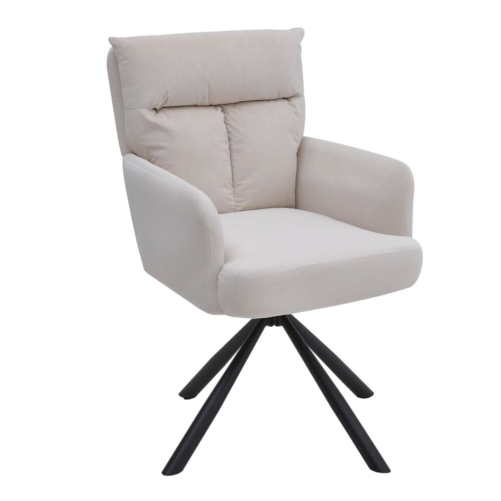 Modern Upholstered Swivel Armchair with Black Legs