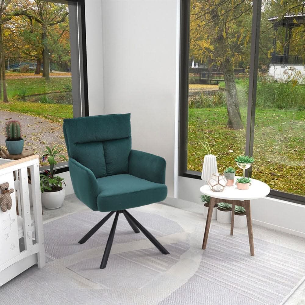 Modern Upholstered Swivel Armchair with Black Legs