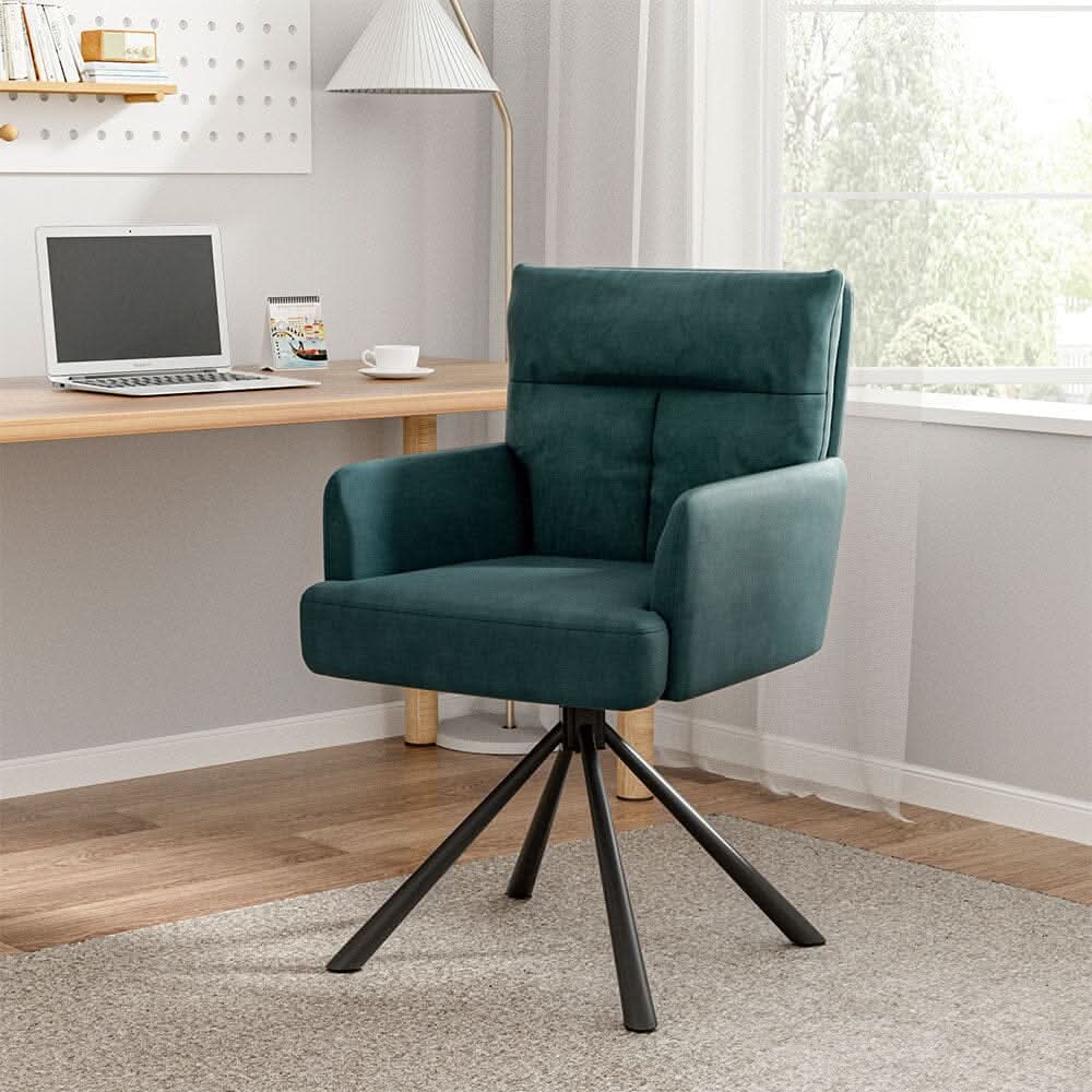 Modern Upholstered Swivel Armchair with Black Legs