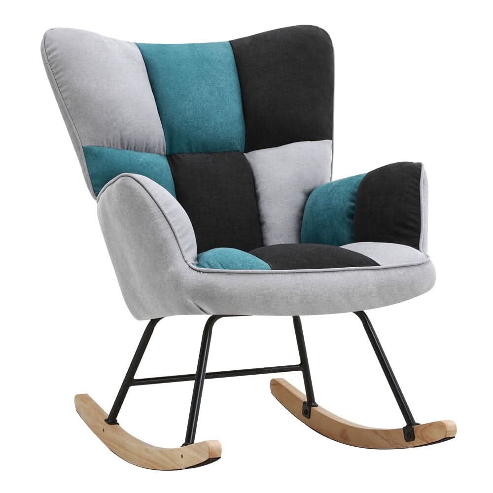 Tufted Linen Upholstered Rocking Chair