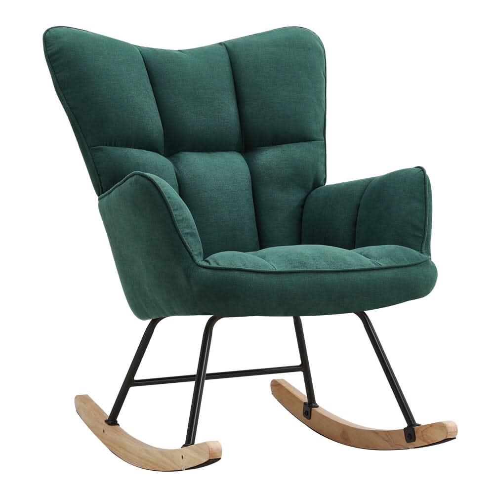 Tufted Linen Upholstered Rocking Chair