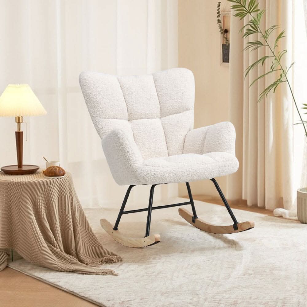 Tufted Linen Upholstered Rocking Chair