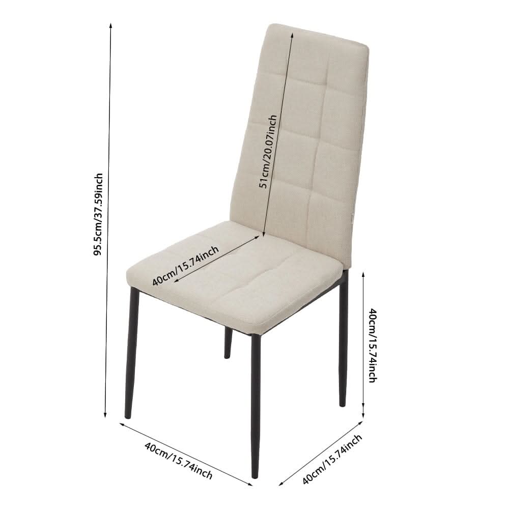 Modern Linen Upholstered Dining Chairs – Set of 4