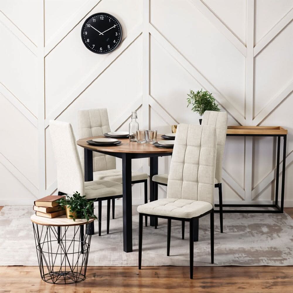 Modern Linen Upholstered Dining Chairs – Set of 4