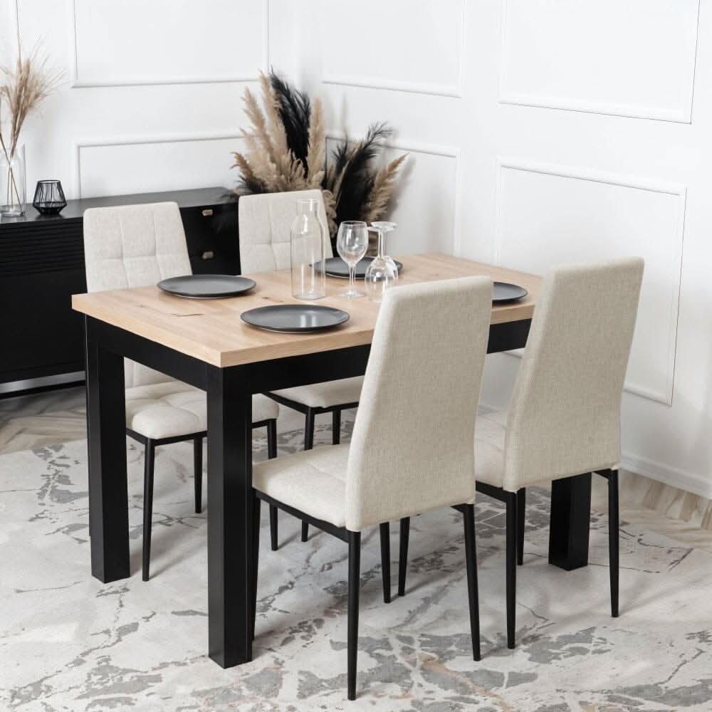 Modern Linen Upholstered Dining Chairs – Set of 4