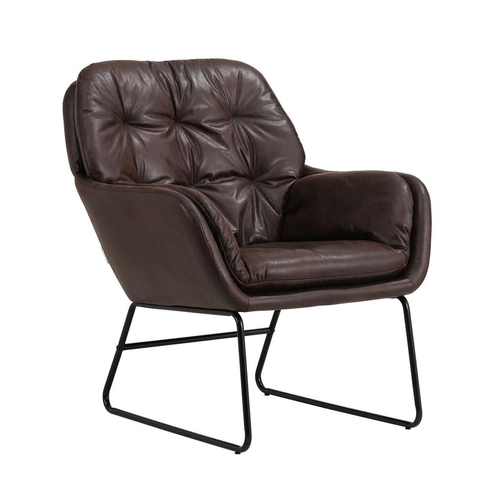 Contemporary Metal Legs Tufted Leisure Armchair