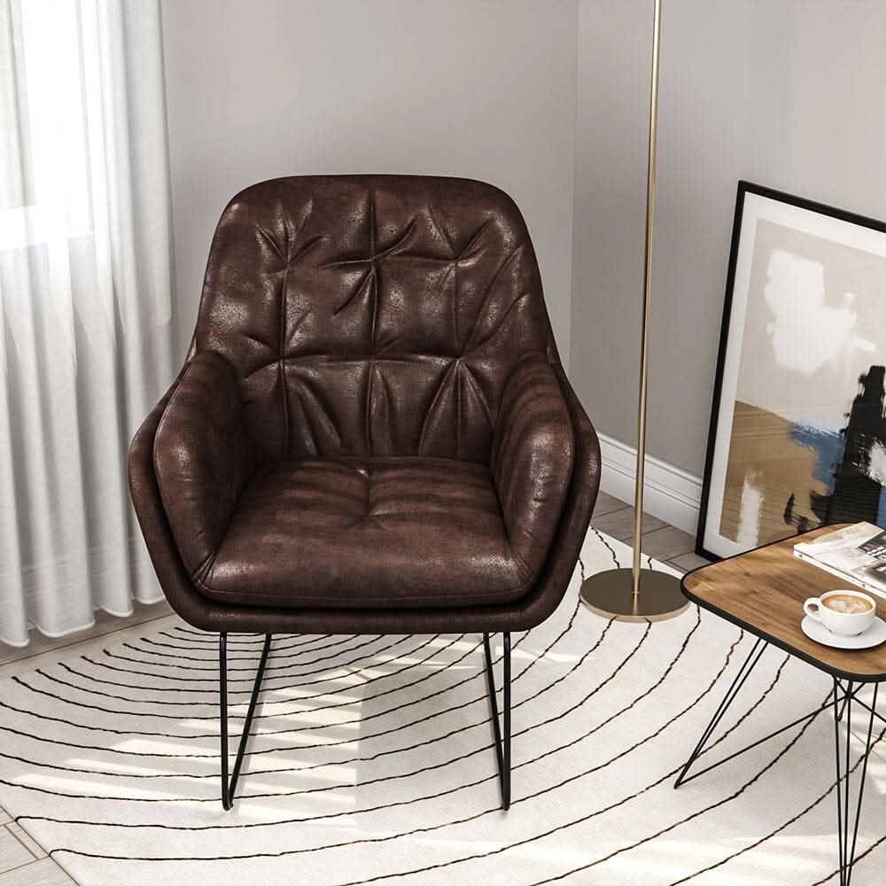 Contemporary Metal Legs Tufted Leisure Armchair