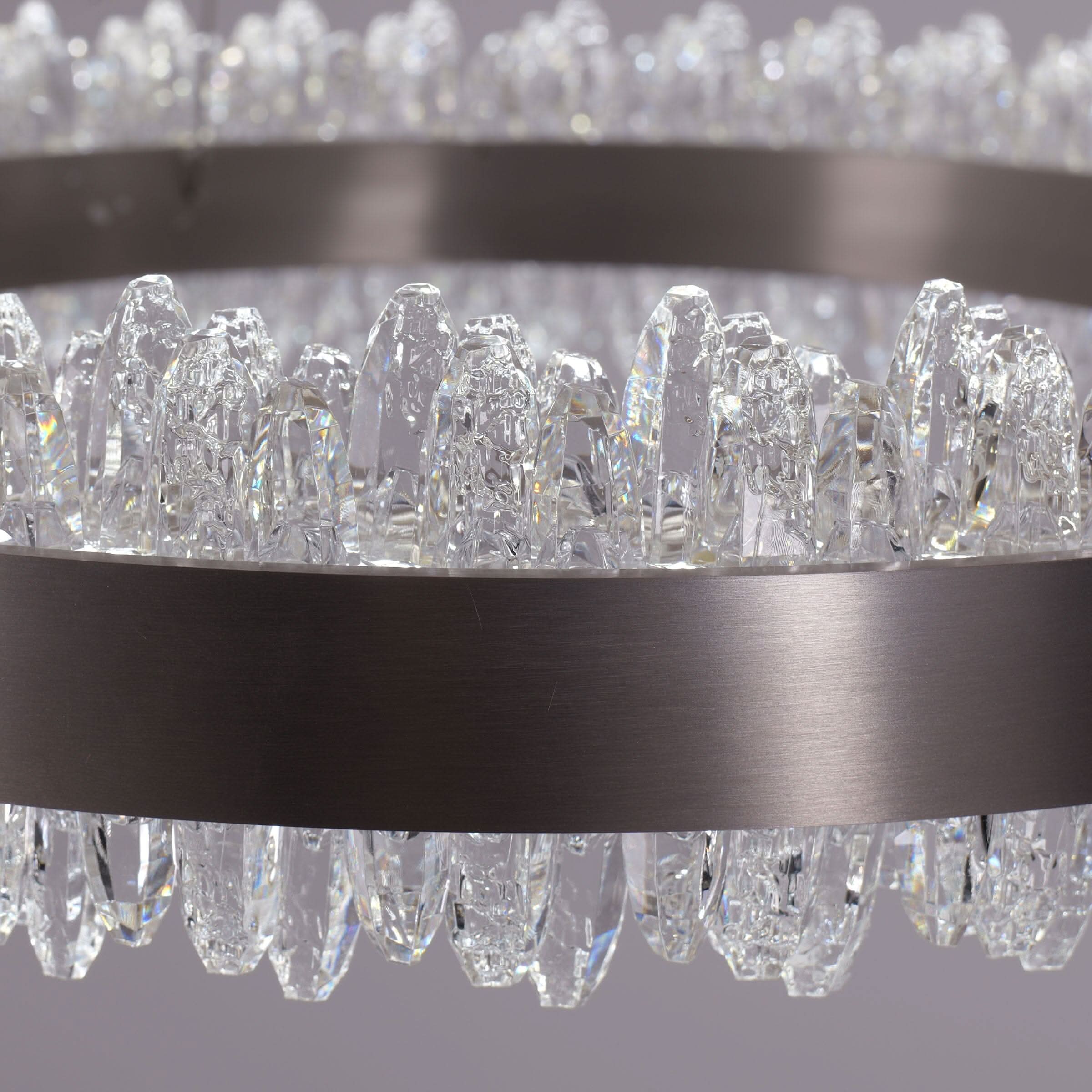 Lightsin Crystal LED Pendant Light Gold Circular Chandelier with Crystal Edges