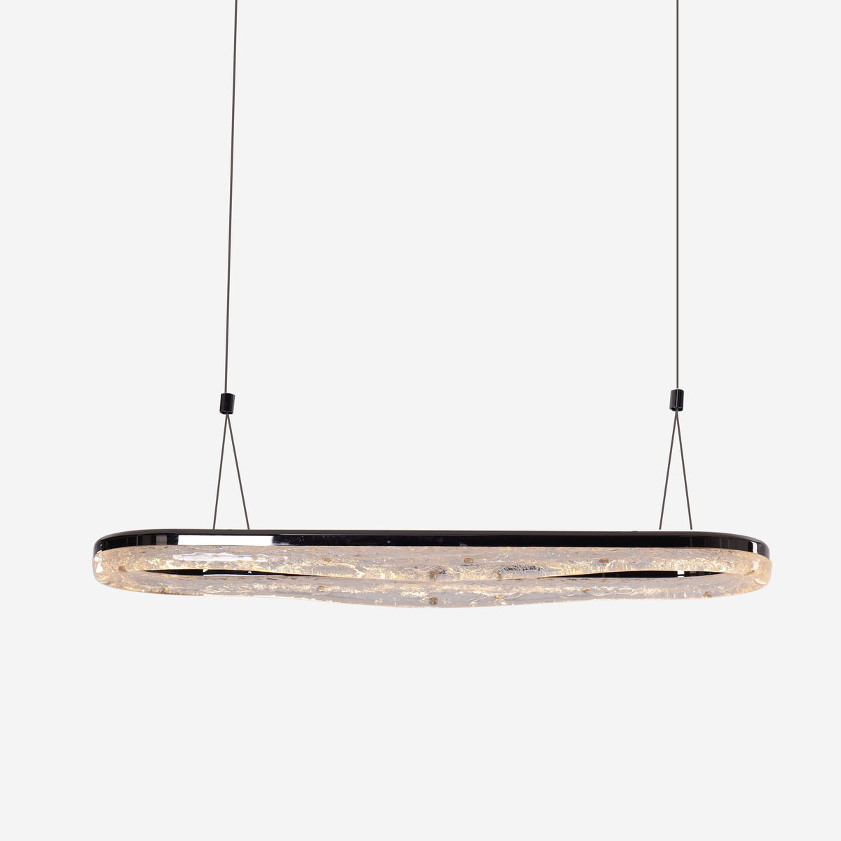 Lightsin Sleek Pearl Black LED Resin Oval Pendant Light Modern Chandelier Lighting