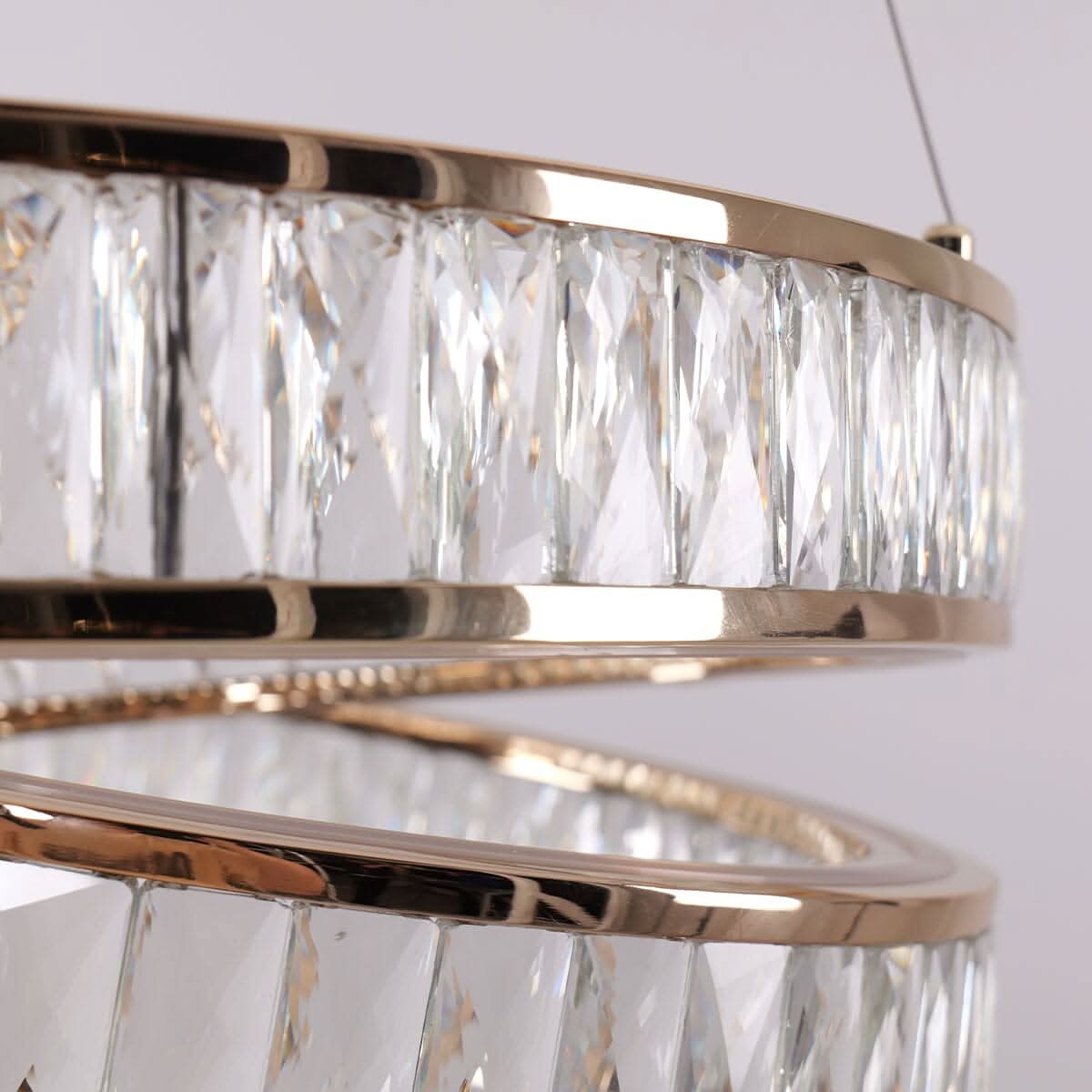 Lightsin Elegant Gold Crystal Swirl Pendant Light Luxury Crystal Chandelier for Living Room