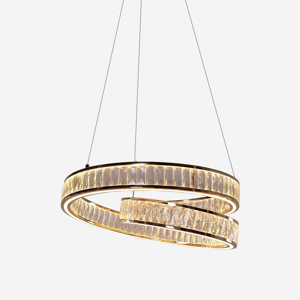 Lightsin Elegant Gold Crystal Swirl Pendant Light Luxury Crystal Chandelier for Living Room