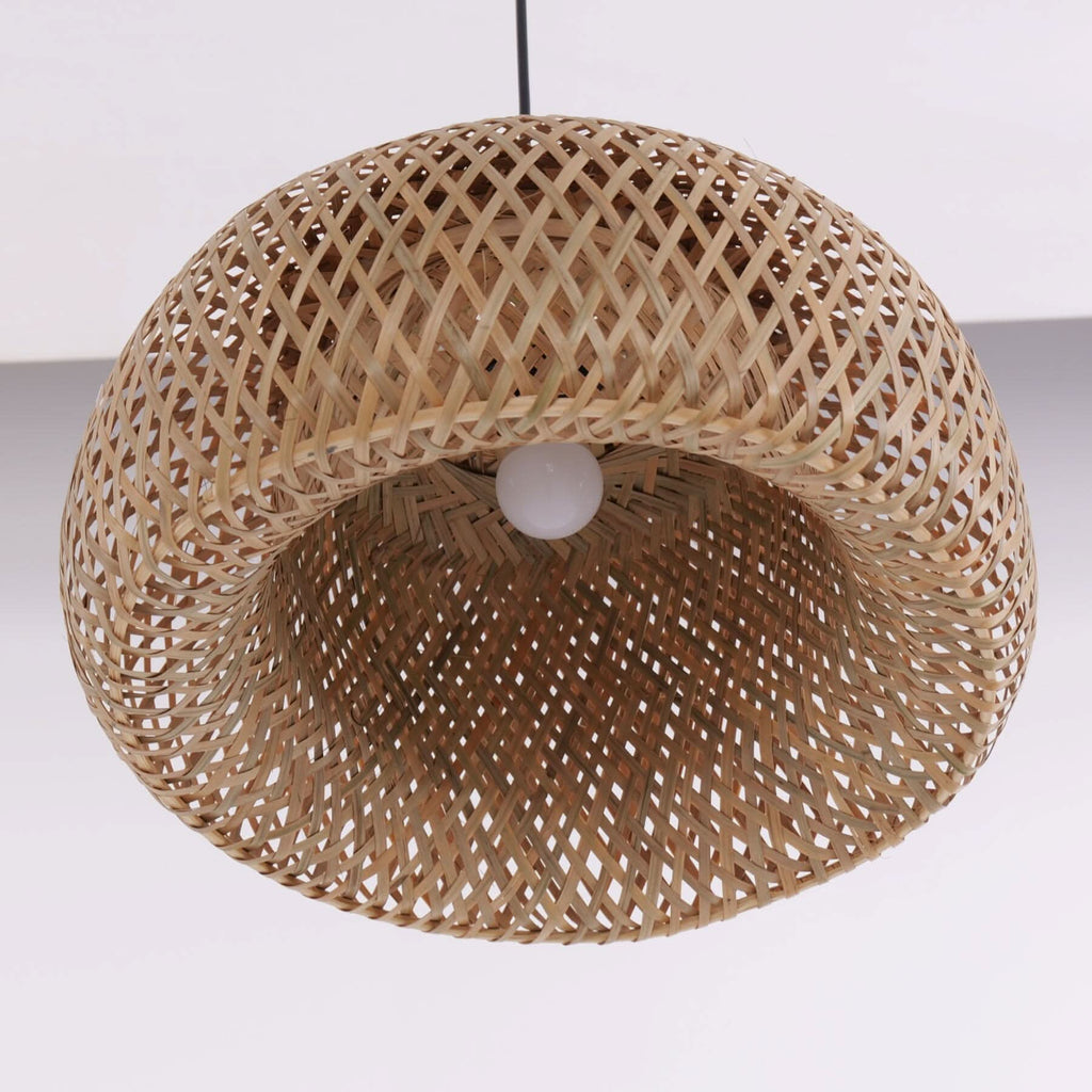 Lightsin Vintage Handwoven Bamboo Dome Pendant Light