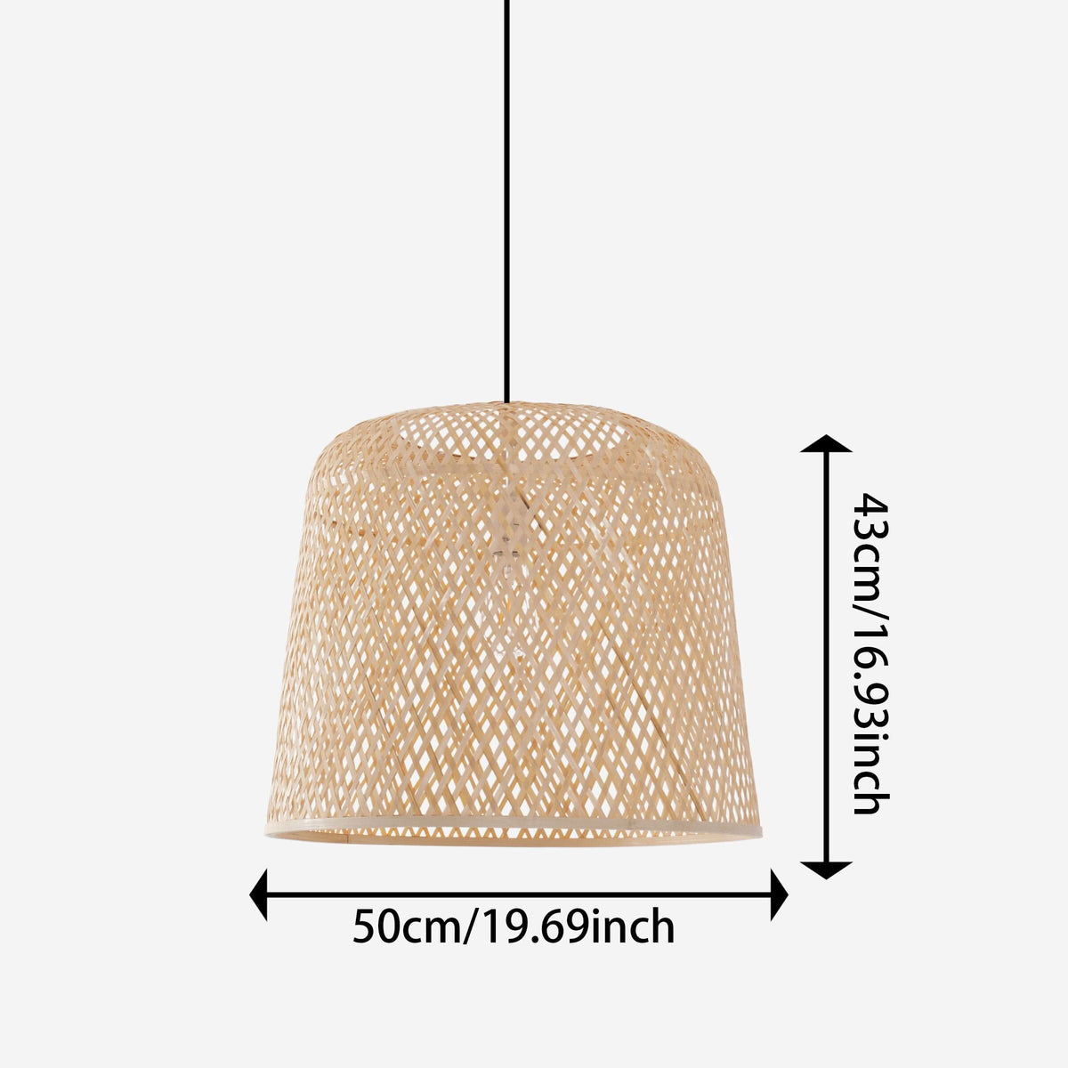 Lightsin Cella-Bamboo Pendant Light – Handwoven Cylindrical Ceiling Light with Cross-Weave Shade for Kitchen, Bedroom & Living Room