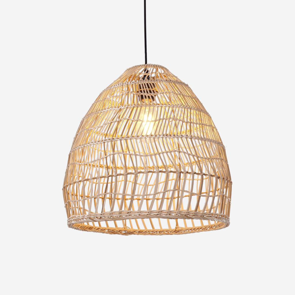 Lightsin Woven Rattan Dome Pendant Ceiling Light – Eco-Friendly Rustic Ceiling Light for Living Room, Dining, and Modern Interiors