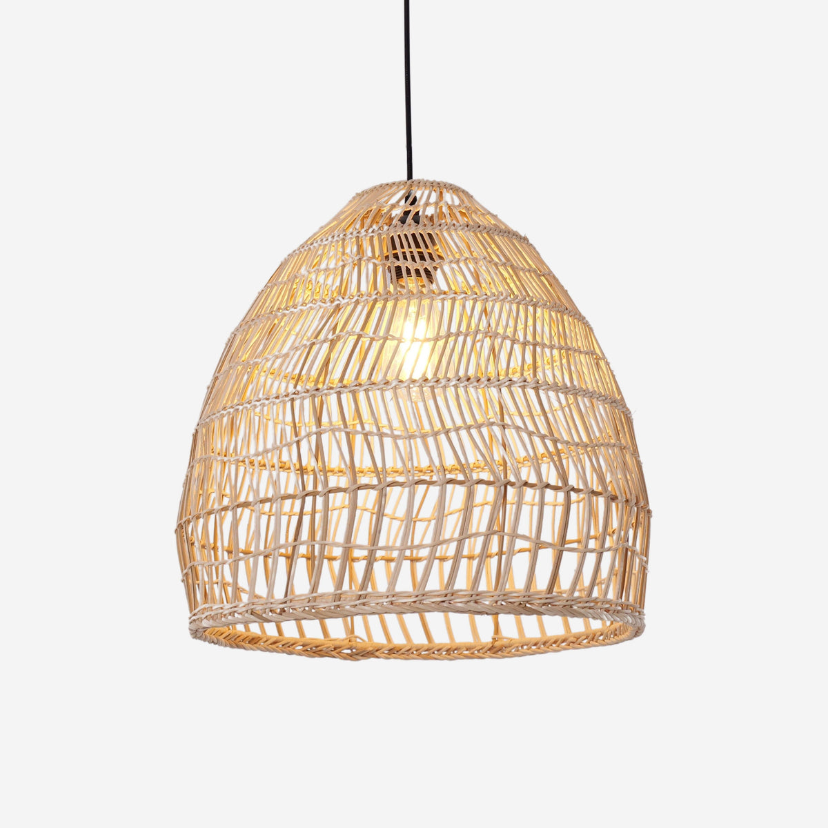 Lightsin Woven Rattan Dome Pendant Ceiling Light – Eco-Friendly Rustic Ceiling Light for Living Room, Dining, and Modern Interiors