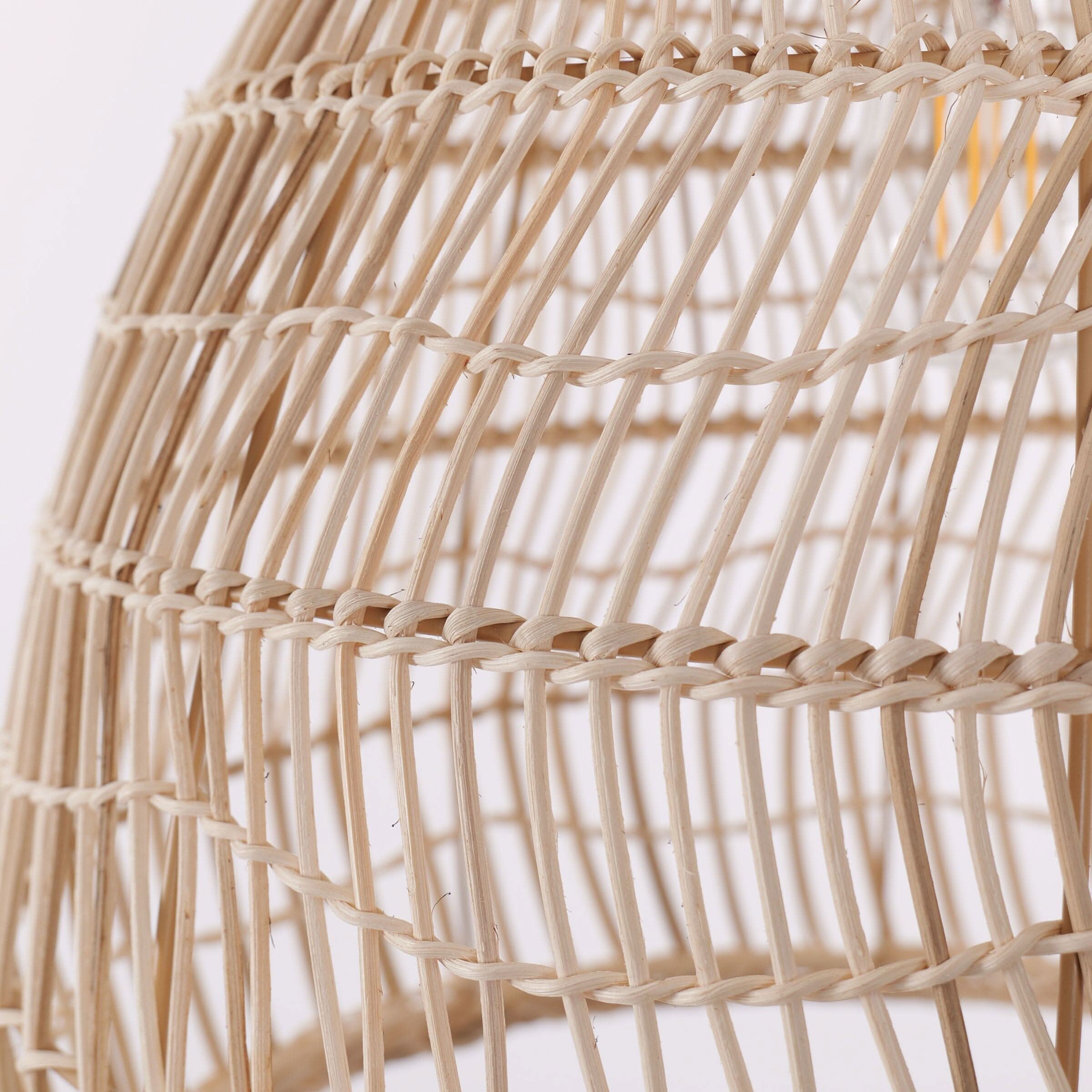 Lightsin Woven Rattan Dome Pendant Ceiling Light – Eco-Friendly Rustic Ceiling Light for Living Room, Dining, and Modern Interiors