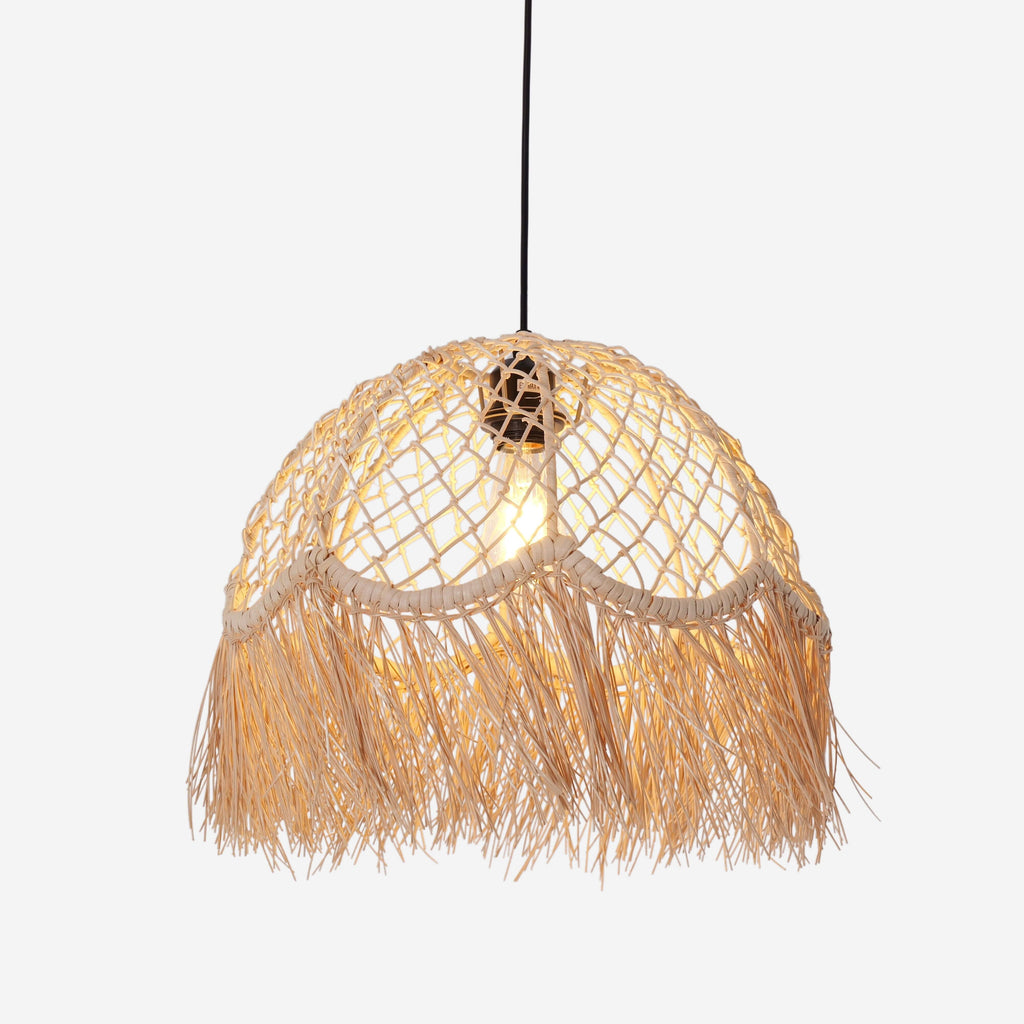 Lightsin Bohemian Woven Rattan Dome Pendant Light for Cozy Interiors