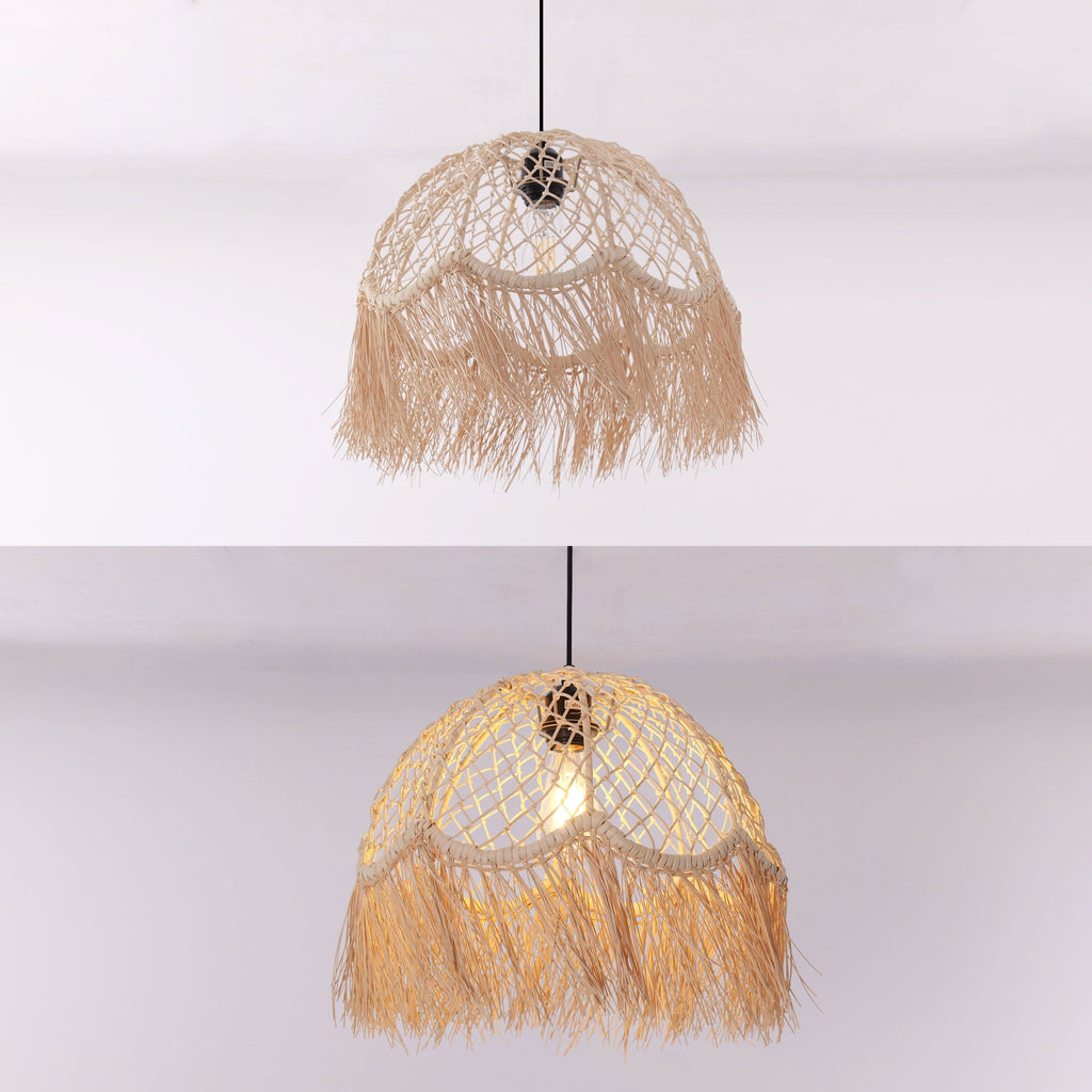 Lightsin Bohemian Woven Rattan Dome Pendant Light for Cozy Interiors