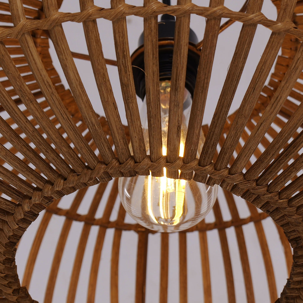 Lightsin Natural Bamboo Woven Round Pendant Light for Warm Interiors