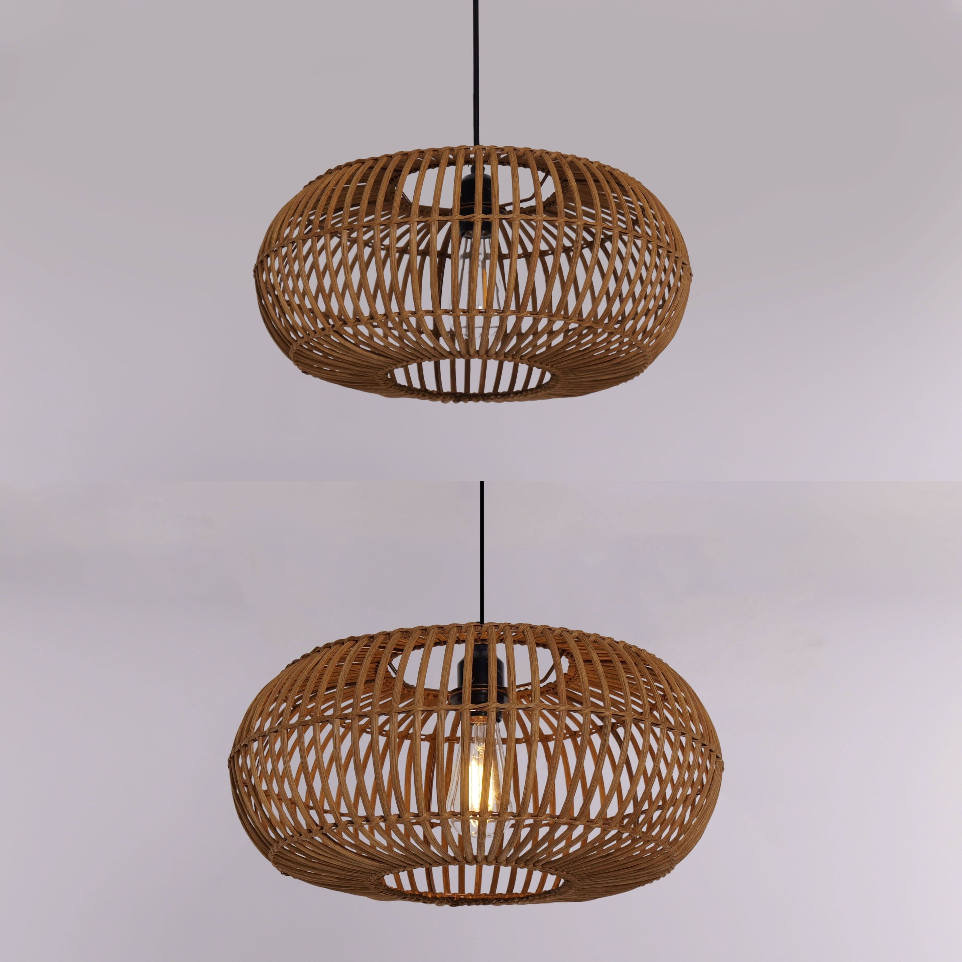 Lightsin Natural Bamboo Woven Round Pendant Light for Warm Interiors