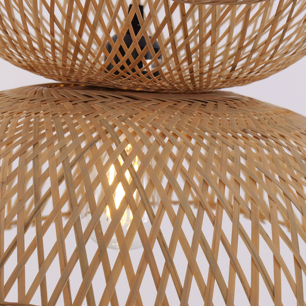 Lightsin Double-Layer Bamboo Pendant Light – Natural Ceiling Pendant Light for Living Room, Dining Area, and Boho Interiors