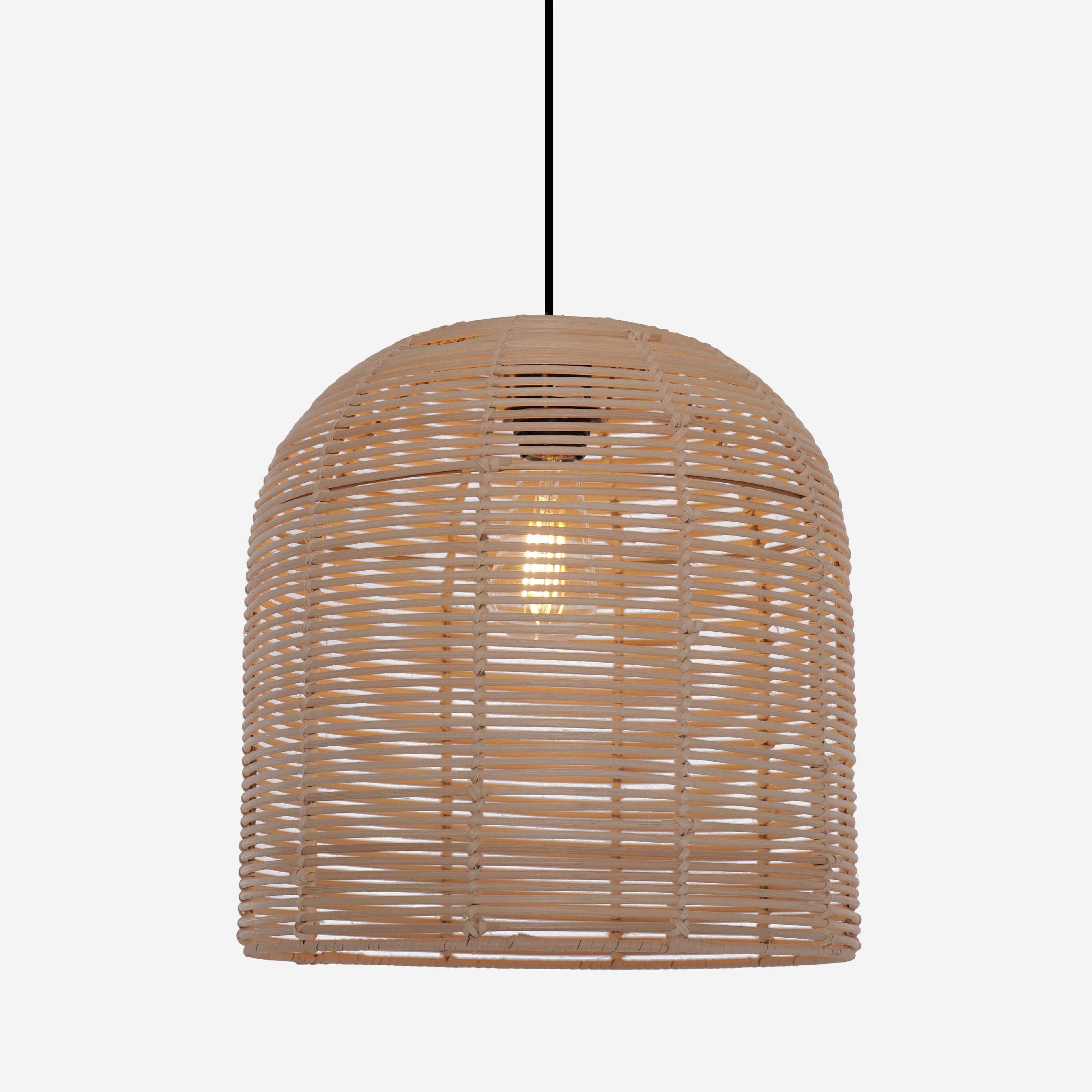 Lightsin Cella-Rustic Rattan Dome Pendant Light – Handwoven Ceiling Pendant Light for Living Room, Kitchen, and Modern Rustic Interiors