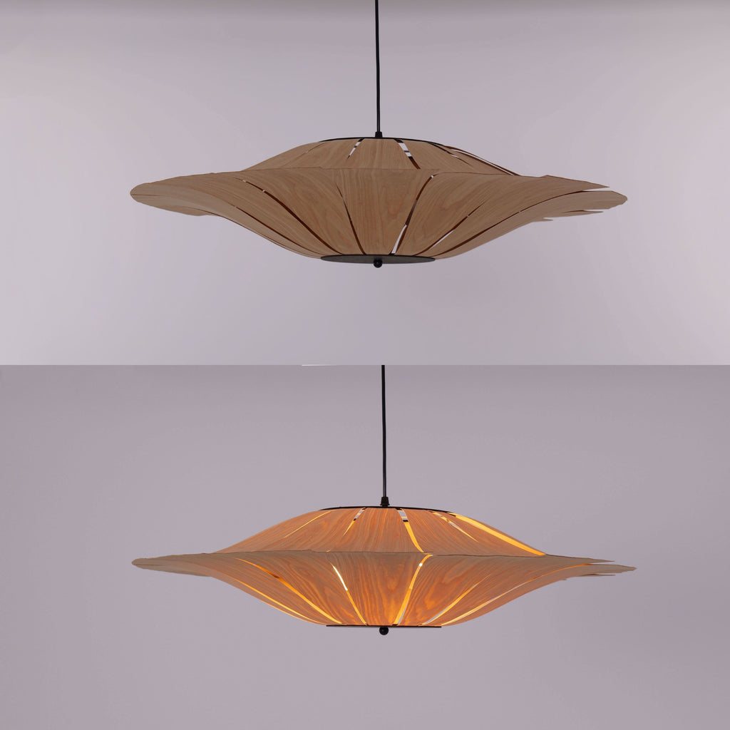 Lightsin Serene Wood Veneer LED Pendant Light with Tranquil Disc Design