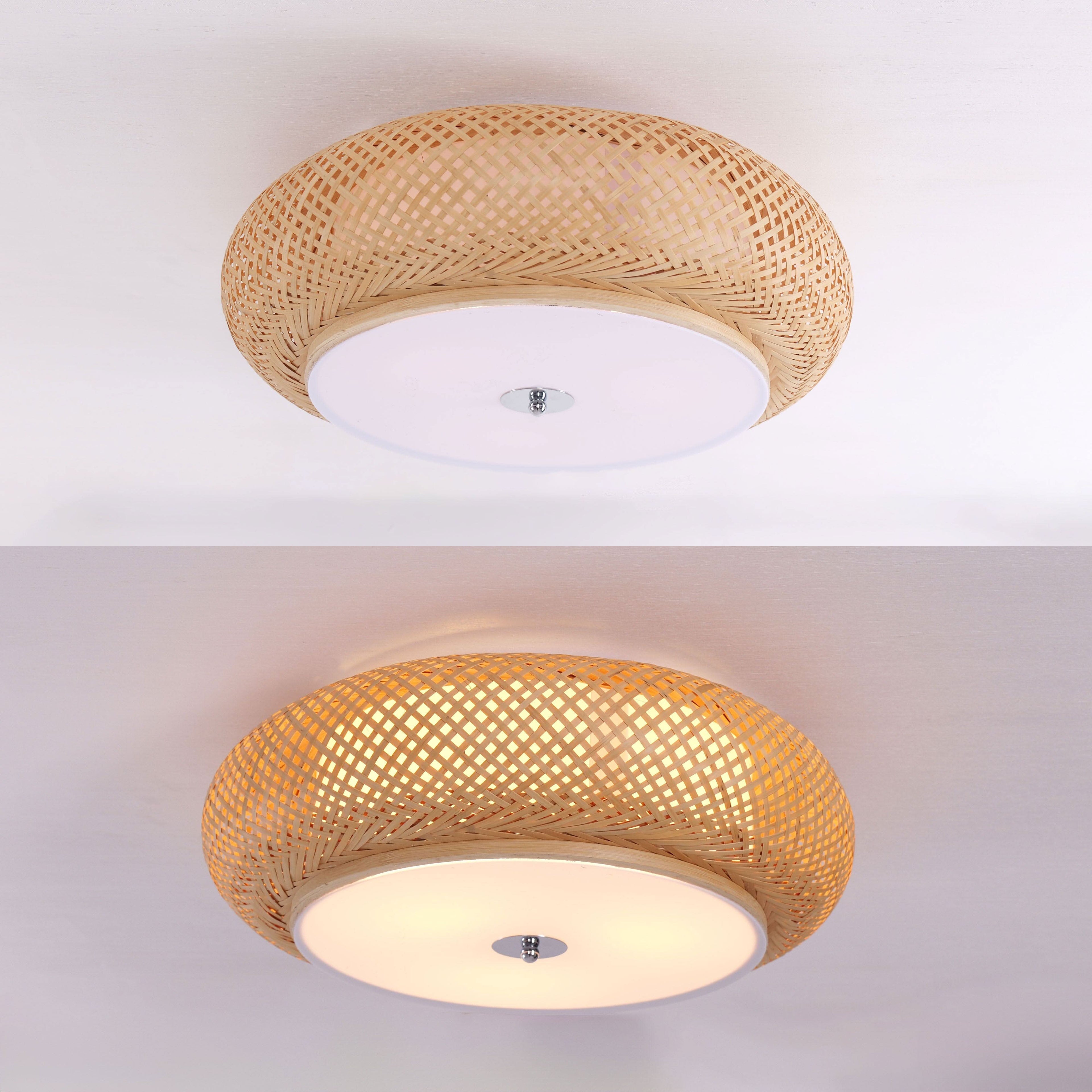 Lightsin Lutta-Handwoven Bamboo Ceiling Light – Zen-Style LED Fixture for Living Room, Bedroom & Dining Room