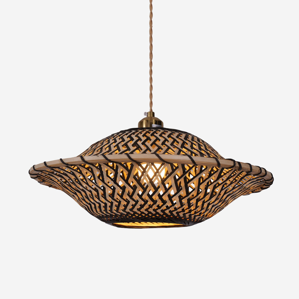 Lightsin Handcrafted Bamboo Pendant Light – Black Accents & Eco-Friendly Design for Cozy Spaces