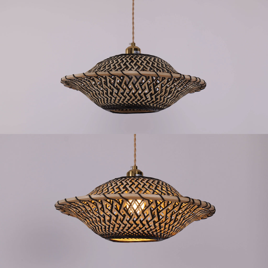 Lightsin Handcrafted Bamboo Pendant Light – Black Accents & Eco-Friendly Design for Cozy Spaces