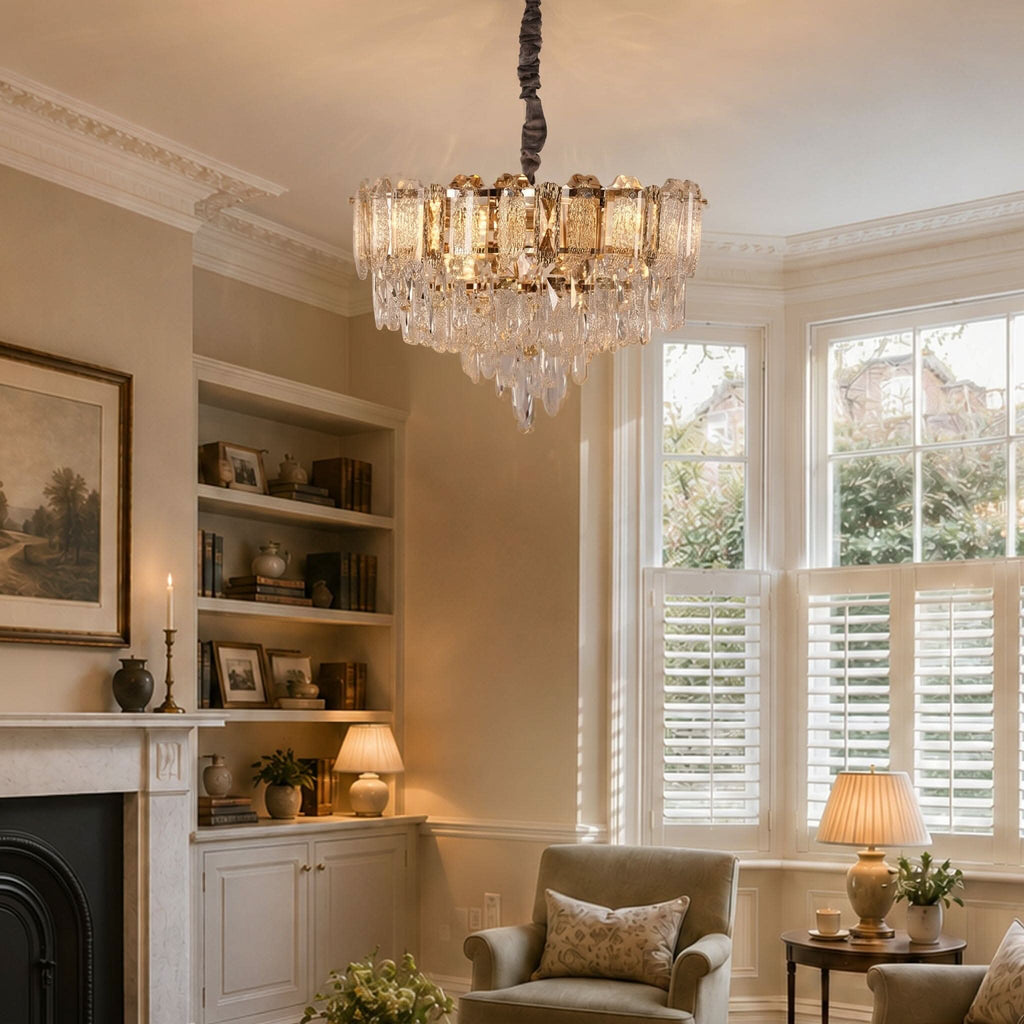 Lightsin Elegant Crystal-Accented Champagne Gold Crystal Chandelier Pendant Light