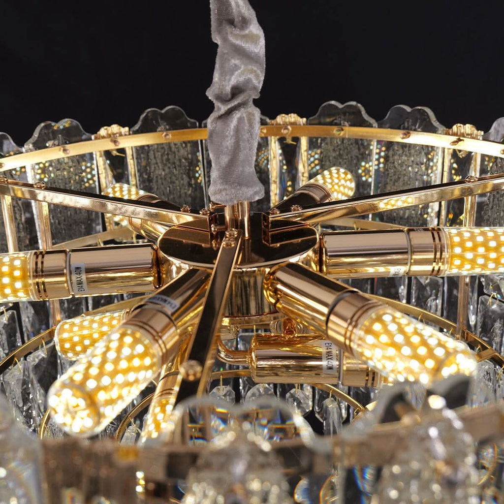 Lightsin Elegant Crystal-Accented Champagne Gold Crystal Chandelier Pendant Light