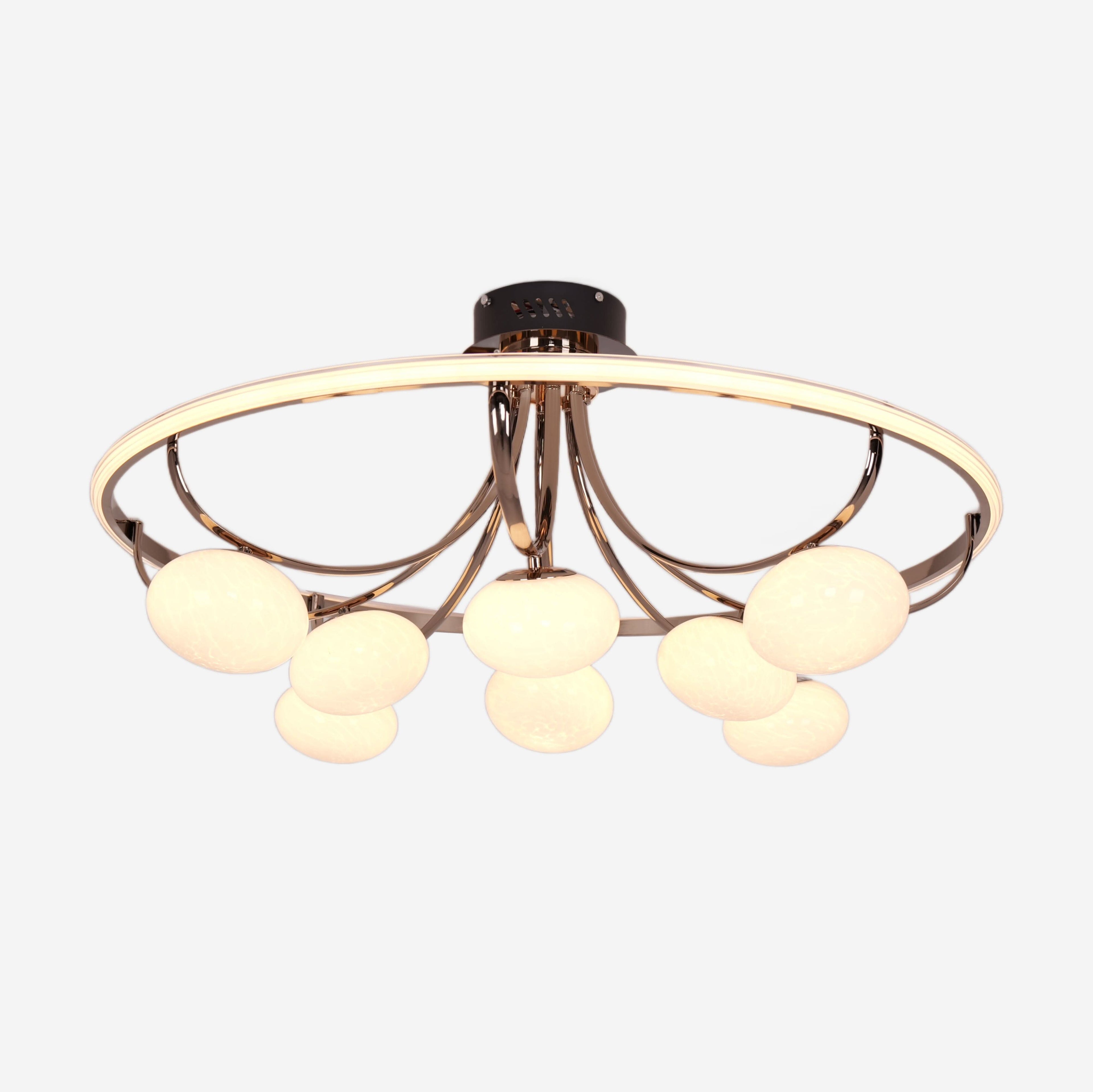 Lightsin Contemporary Iron Aluminum LED Ceiling Light with Marble Glass