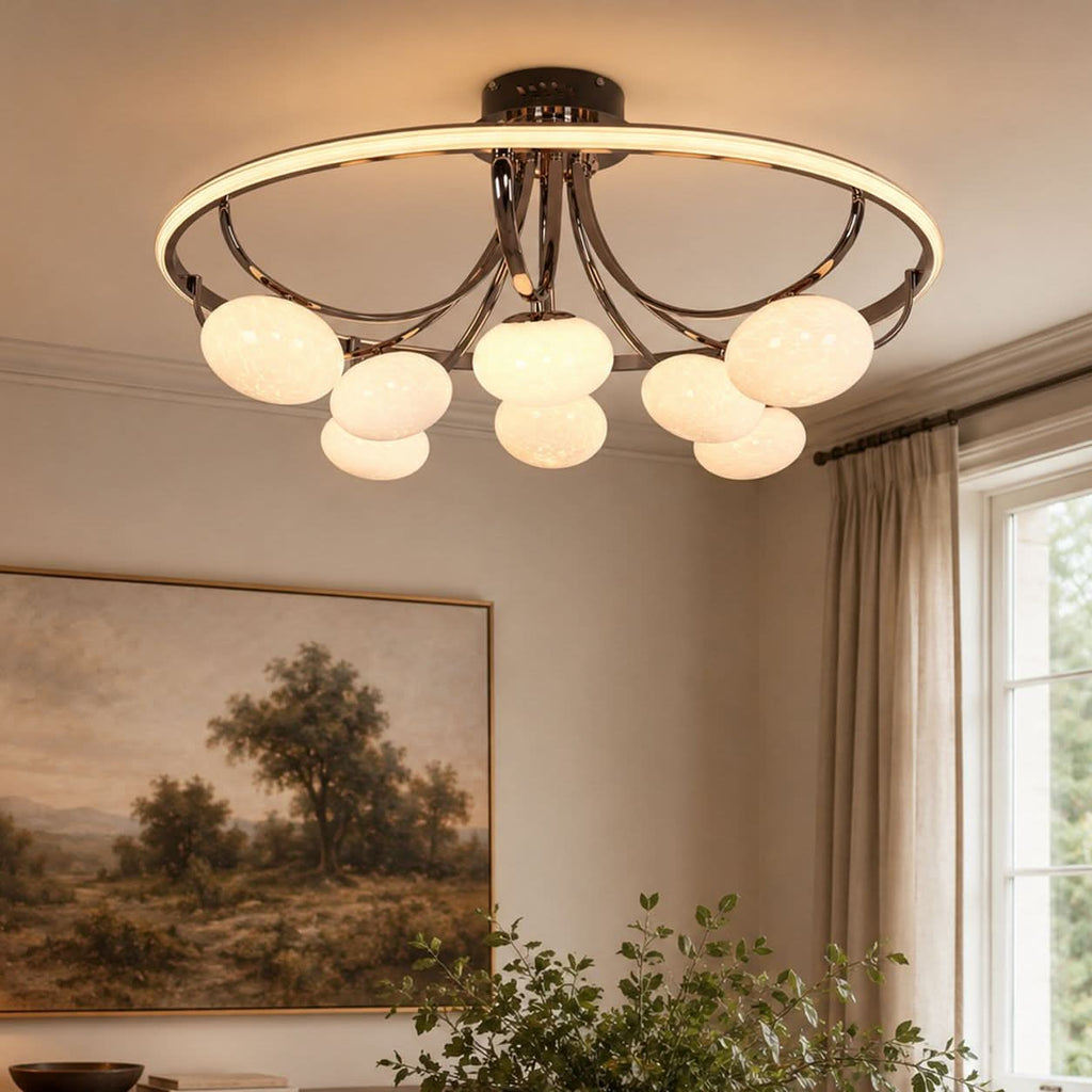 Lightsin Contemporary Iron Aluminum LED Ceiling Light with Marble Glass