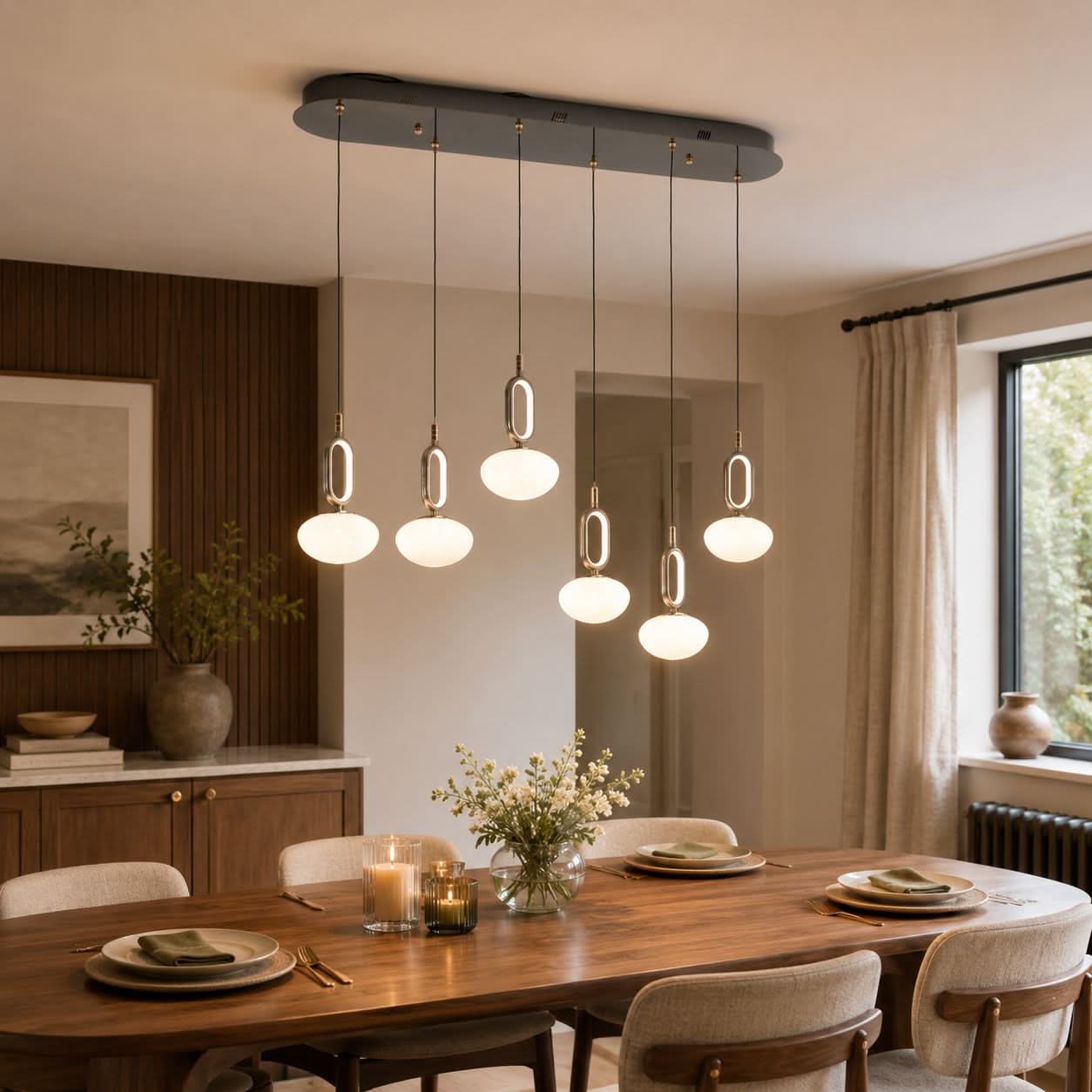 Lightsin Cloud Glass Pendant Light with Tri-Colour LED and Metal Frame