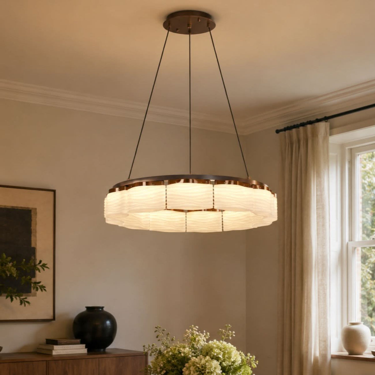 Lightsin Elegant LED Pendant Light with Onyx Glass Shade