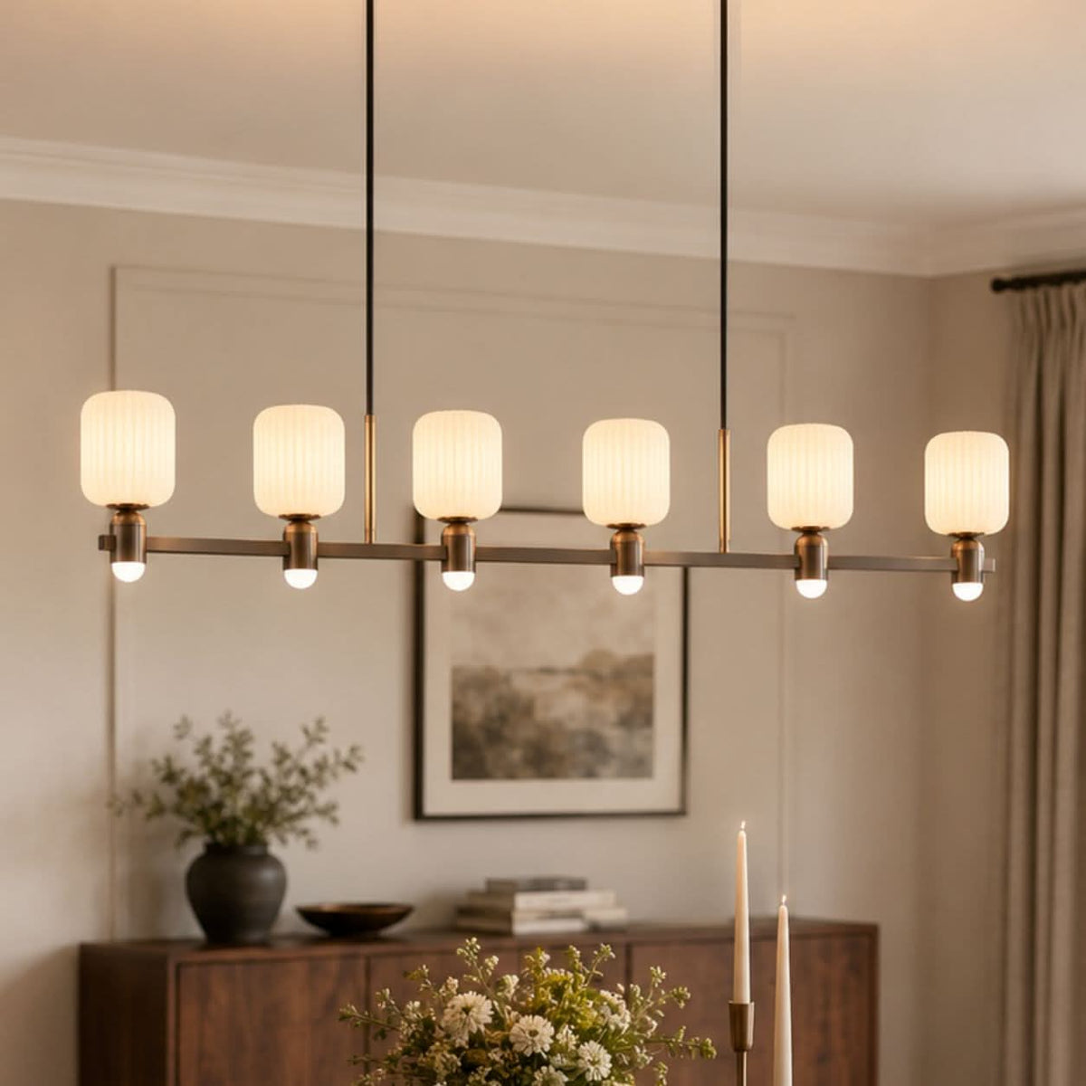 Lightsin Modern Minimalist Luxury Bronze Chandelier with Acrylic Shades