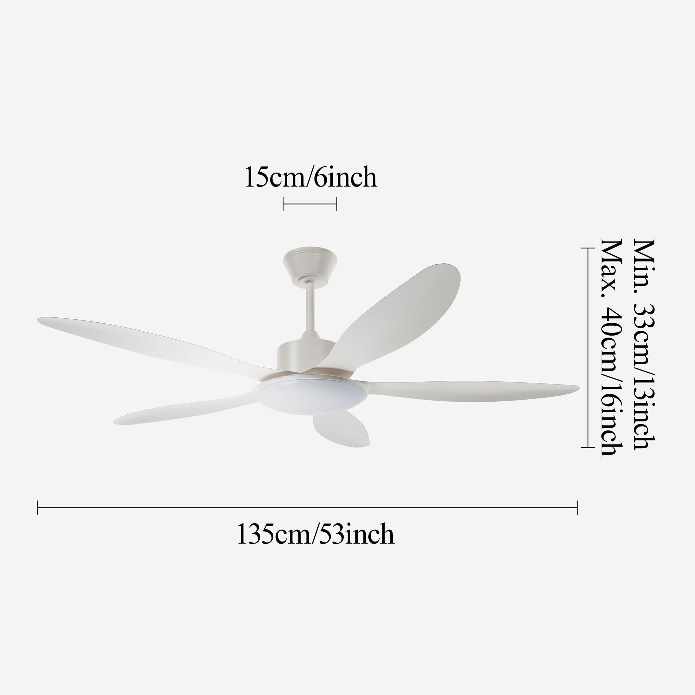 Lightsin 53-inch Modern Ceiling Fan with Light, Silent 5-Blade LED Fan with Remote