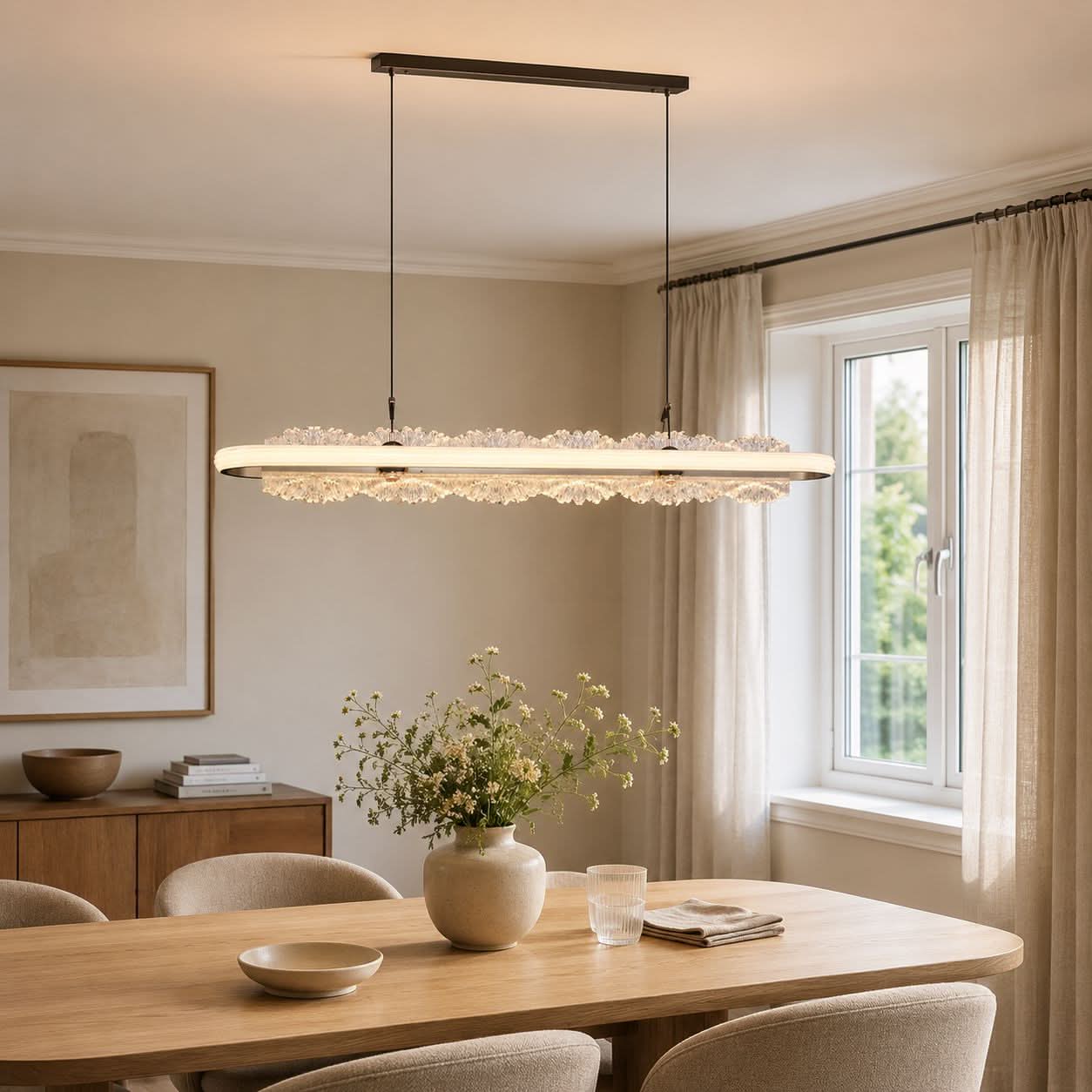 Lightsin Modern Aluminum and Acrylic Pendant Light for Dining Room Ceiling