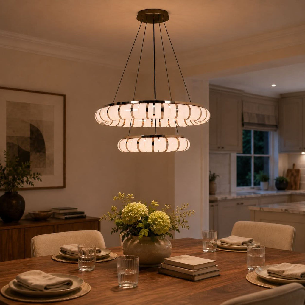 Lightsin Dual-Ring Modern LED Pendant Light with Adjustable Suspension