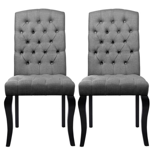 107cm Height Set of 2 Comfortable Linen Buttoned Dining Chairs