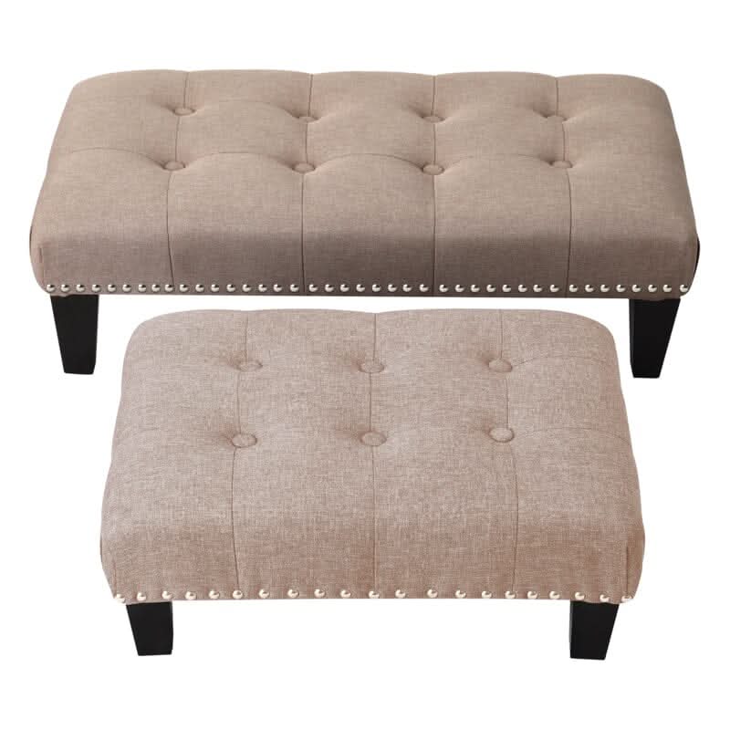 Linen Buttoned Rocking Chair & Footstool Set