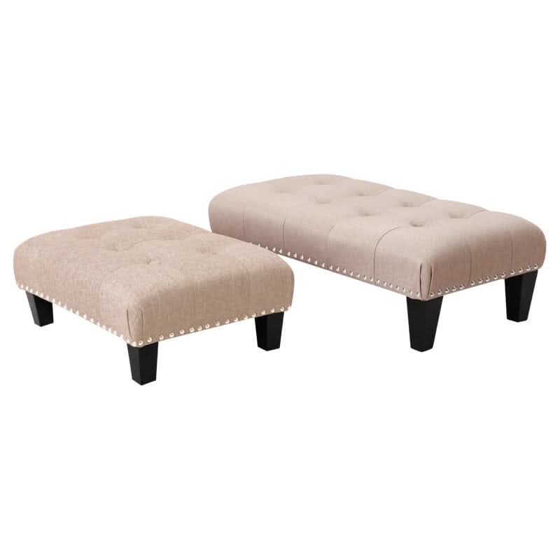 Linen Buttoned Rocking Chair & Footstool Set
