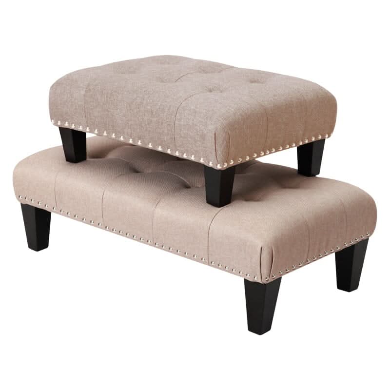 Linen Buttoned Rocking Chair & Footstool Set